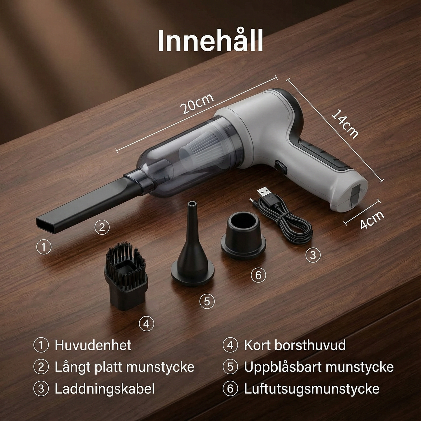 miniVac™ – 2-i-1 bildammsugare med sug- och blåsfunktion